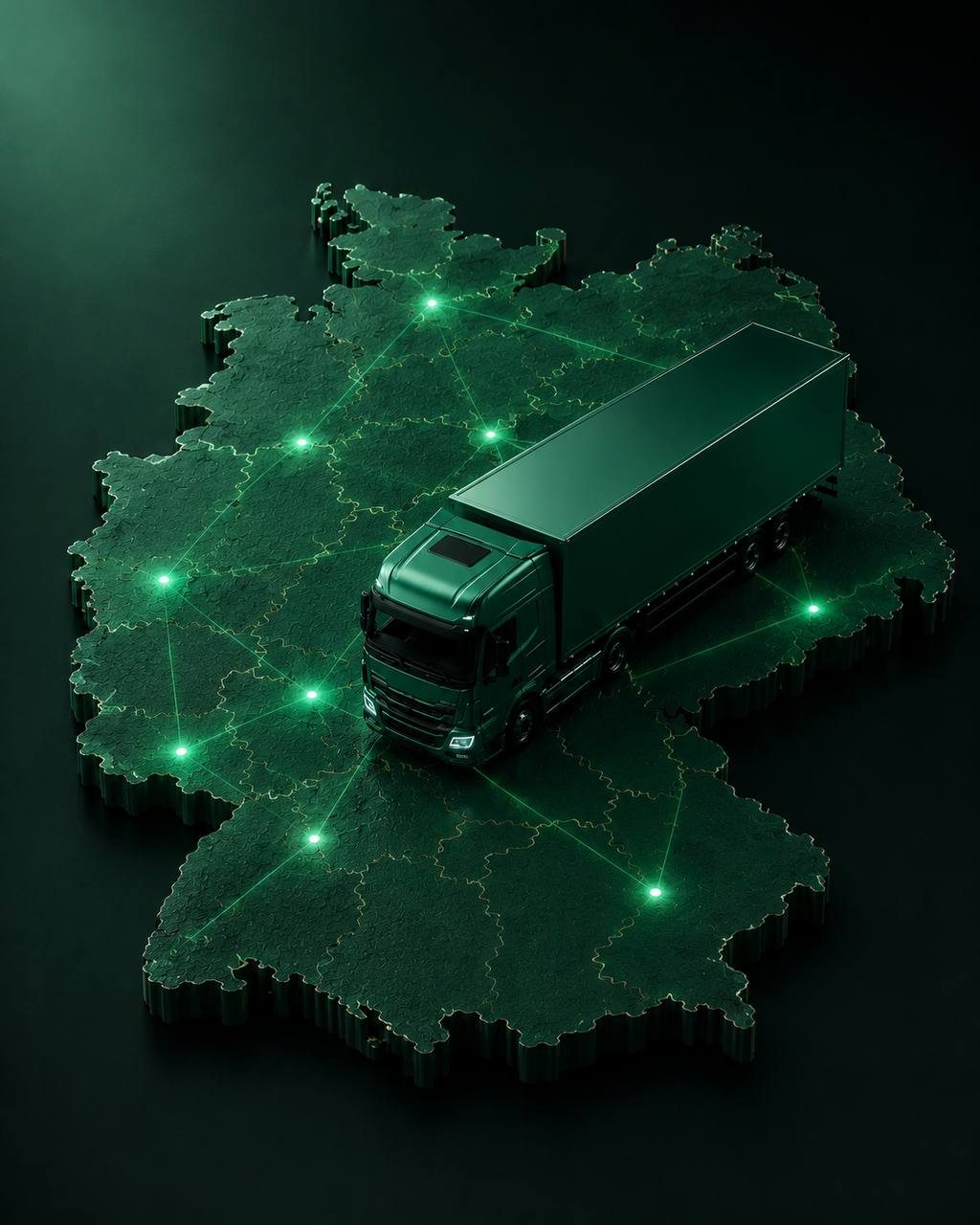Grüne Deutschland-Karte mit LKW
